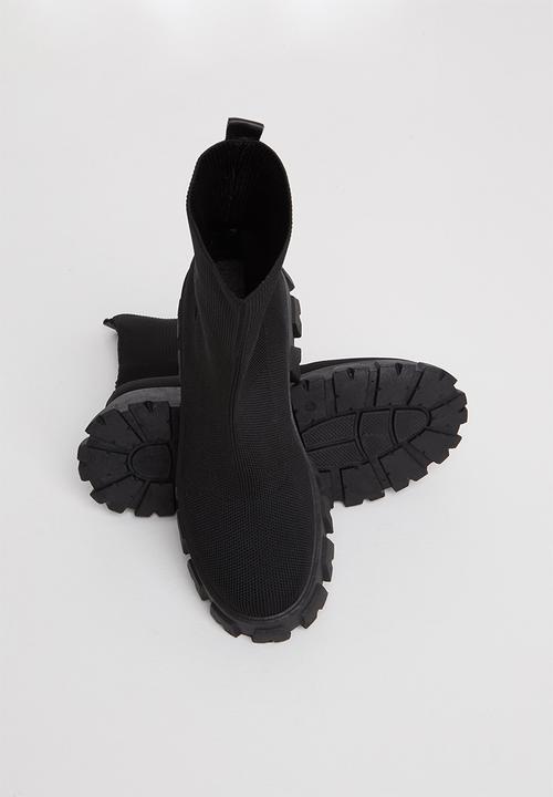 Plum - Sparkle chunky ankle boot - black