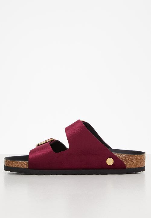 Birkenstock - Arizona big buckle rivet logo velvet regular - maroon