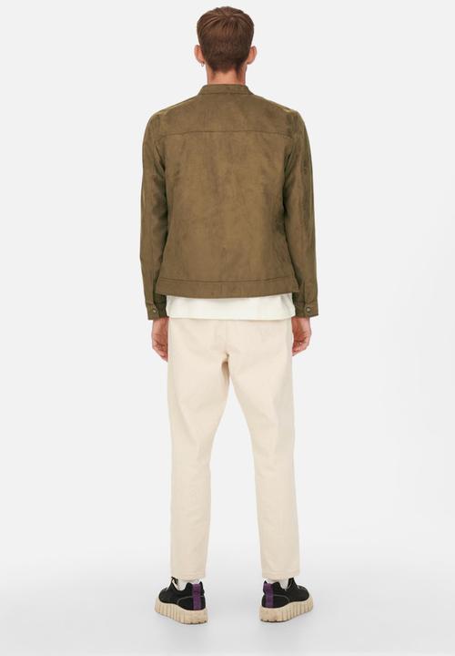 Only & Sons - Willow fake suede jacket - cognac