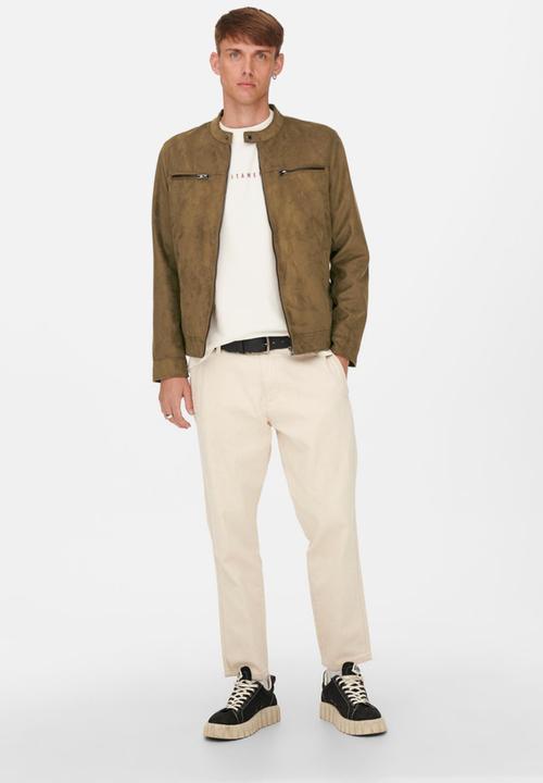 Only & Sons - Willow fake suede jacket - cognac
