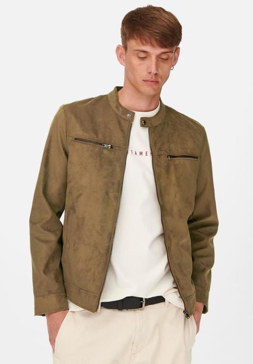 Only & Sons - Willow fake suede jacket - cognac