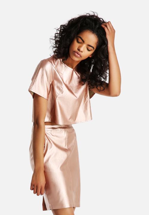 Neon Rose - Metallic PU Crop