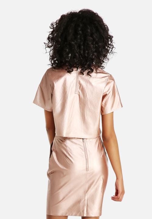Neon Rose - Metallic PU Crop