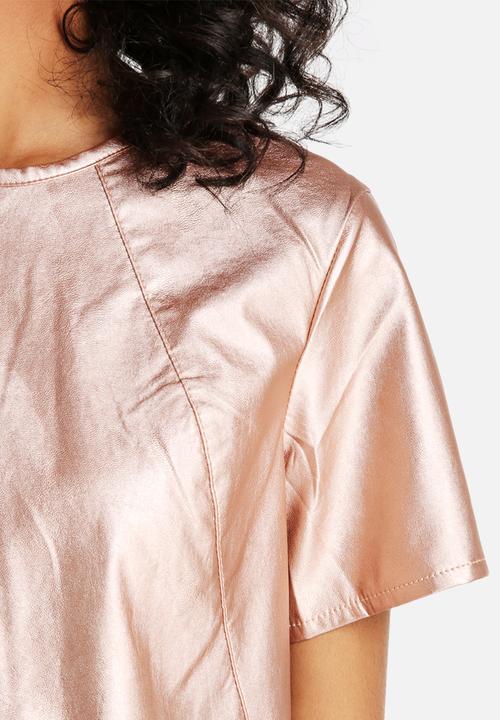 Neon Rose - Metallic PU Crop