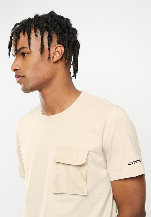 Cutty - Ebony fashion pocket  t-shirt - stone