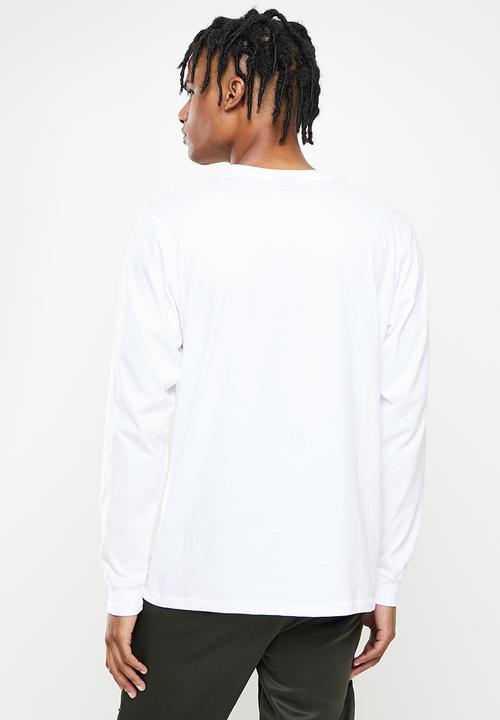 Cutty - Mens regular fit basic v-neck long sleeve t-shirt - white