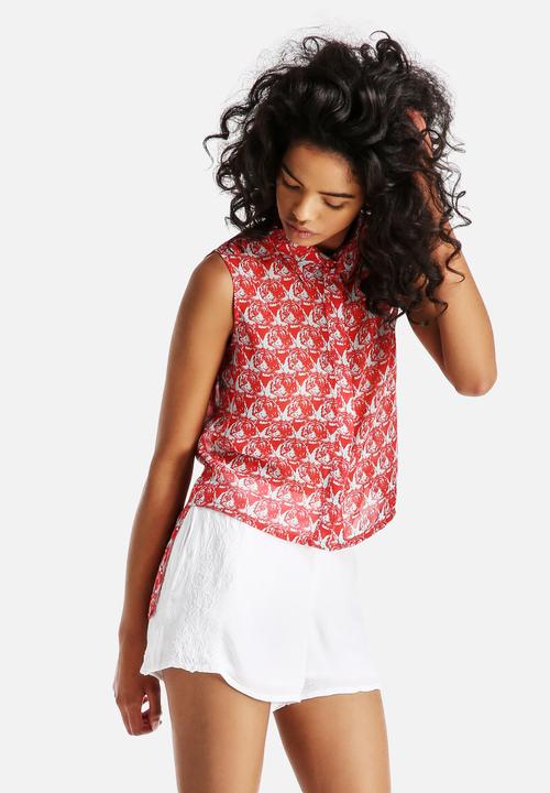 Neon Rose - Tiger Print Shirt With Back Drop Hem