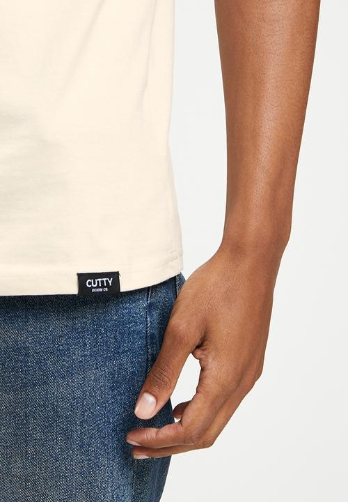 Cutty - Mens regular fit basic vneck t-shirt - stone