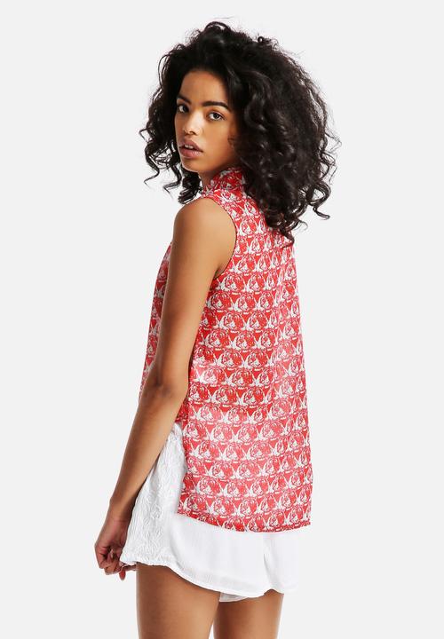 Neon Rose - Tiger Print Shirt With Back Drop Hem