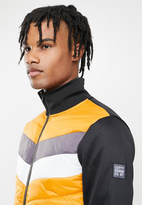 Cutty - Scott mixed media jacket - copper & black
