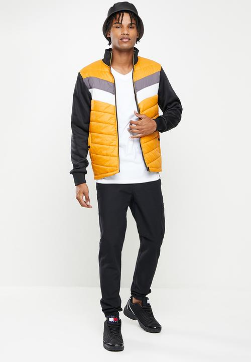 Cutty - Scott mixed media jacket - copper & black