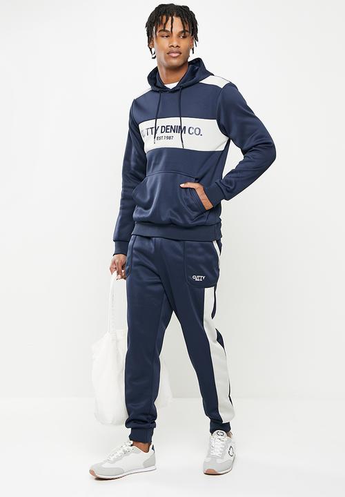 Cutty - Tucker chest block hooded sweater - navy 