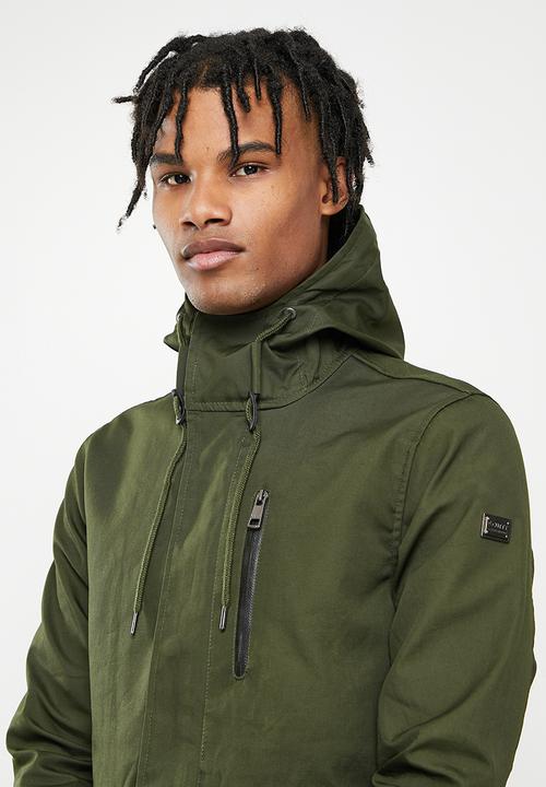 Cutty - Mens cotton fish tail bonded jacket - fatigue