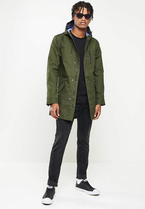 Cutty - Mens cotton fish tail bonded jacket - fatigue