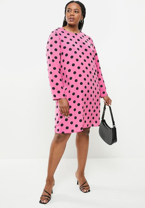 Glamorous - Plus dress - purple & black spot