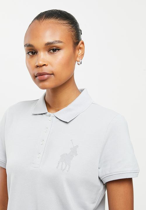 POLO - Wmn short sleeve nailhead golfer - grey