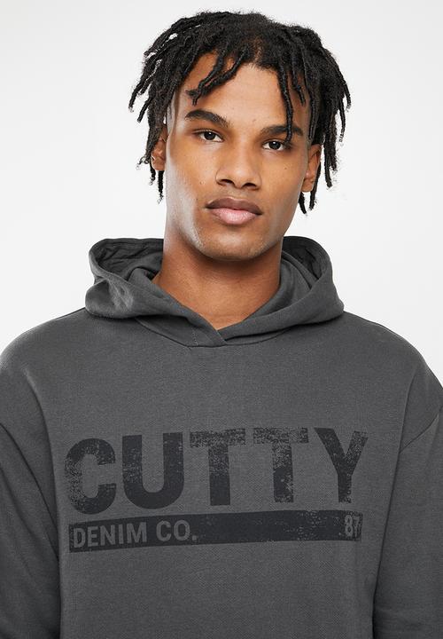 Cutty - Mens regular fit hooded sweater - charcoal