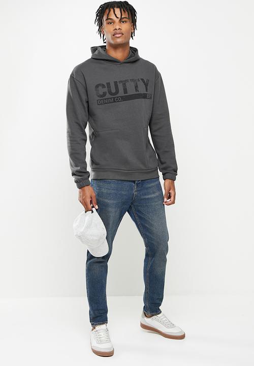 Cutty - Mens regular fit hooded sweater - charcoal
