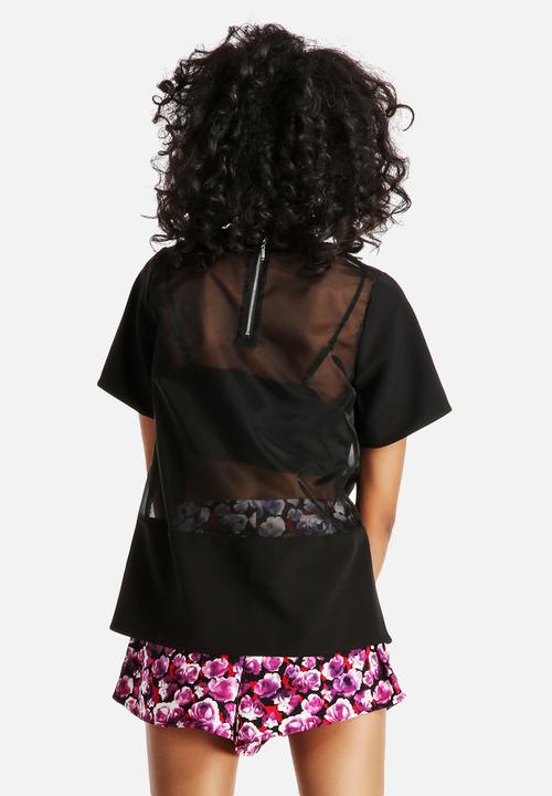 Neon Rose - Bralet Overlay Tee