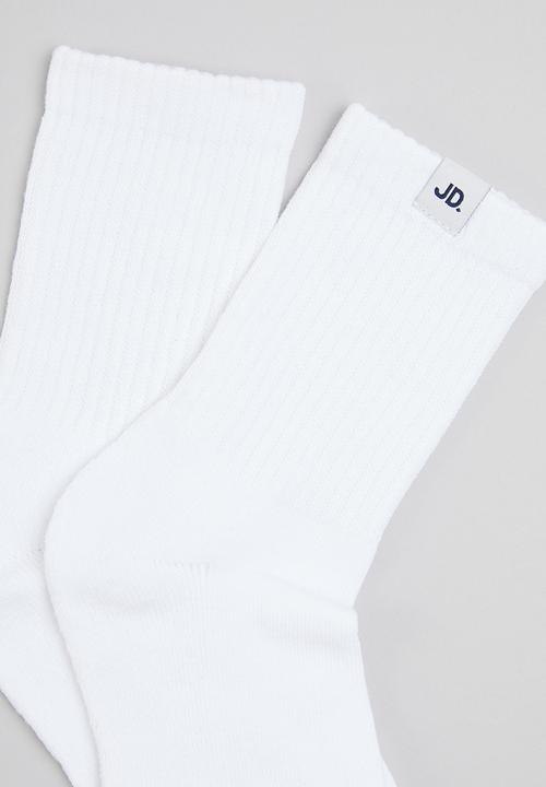 Jonathan D - Men 2 pack  branded quarter crew sox - white