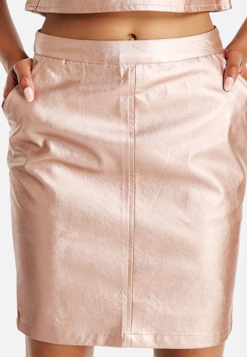 Neon Rose - Metallic PU Skirt