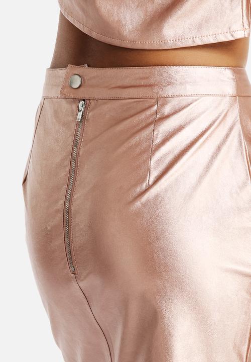 Neon Rose - Metallic PU Skirt