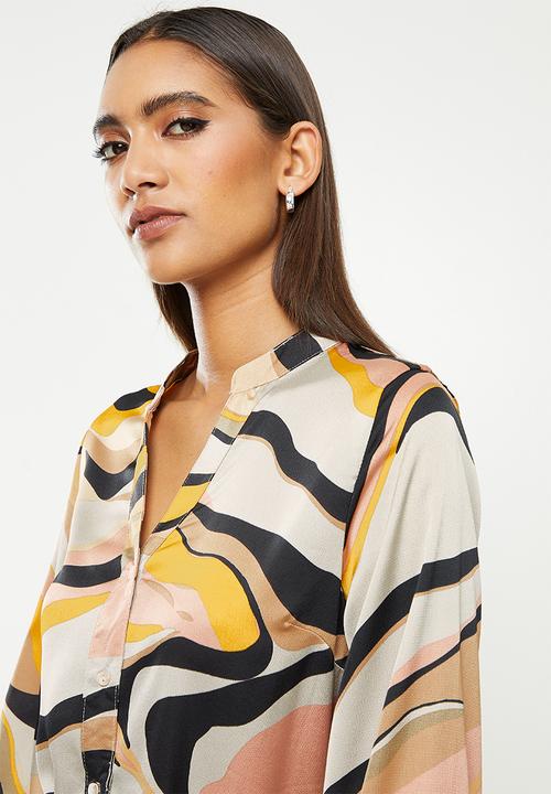 Stella Morgan - Printed shirt dress - multi beige