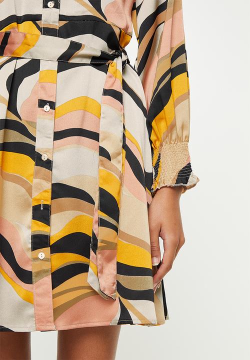 Stella Morgan - Printed shirt dress - multi beige