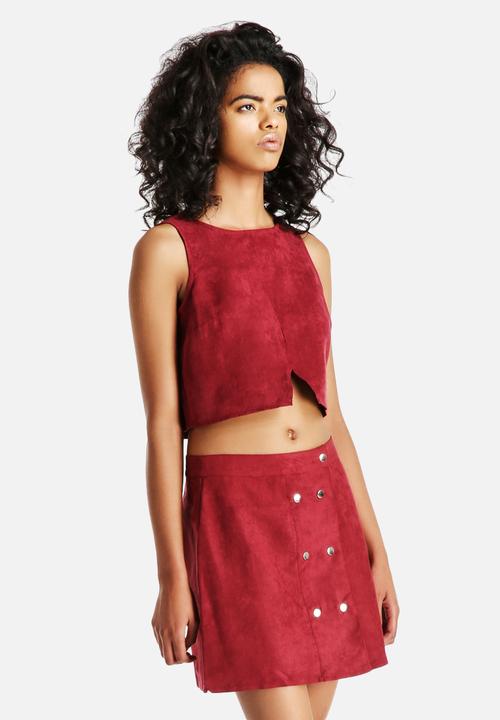 Neon Rose - Sangria Suede Crop