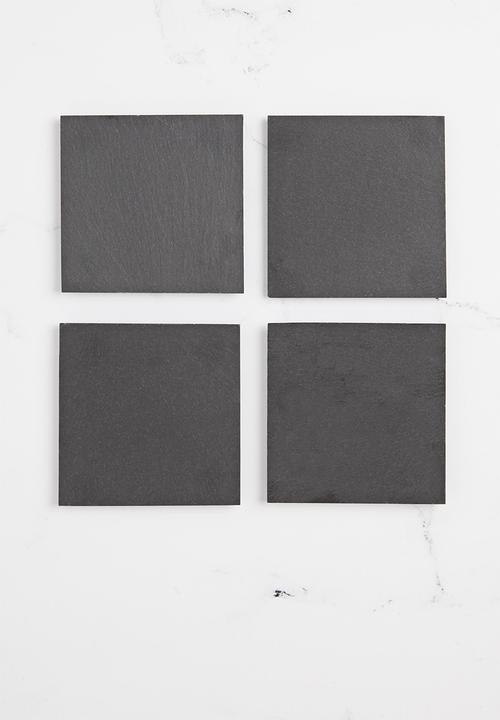 Excellent Houseware - Square coasters set of 4 - slate 