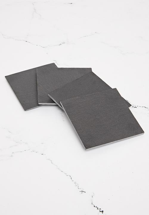 Excellent Houseware - Square coasters set of 4 - slate 