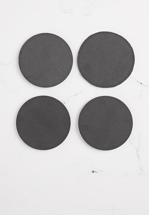 Excellent Houseware - Round coasters set of 4 - slate 