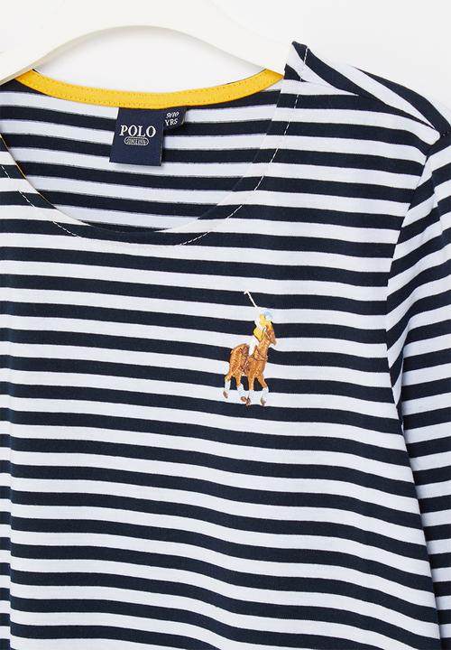 POLO - Girls striped long sleeve dress - navy