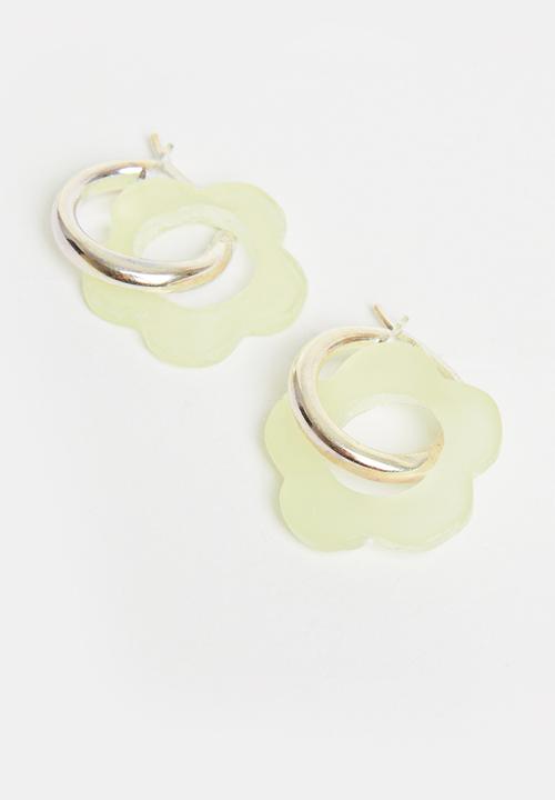 Pina Jewels - Glow in the dark hoops - green & silver 
