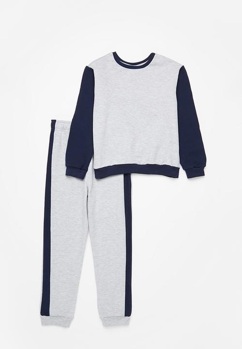 Pop Candy - Boys colour block set - grey & navy