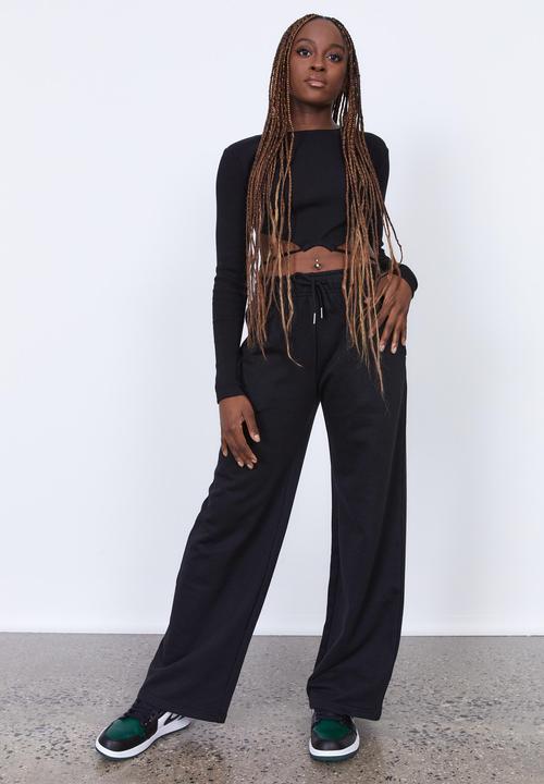 Factorie - Wide leg trackpant - black