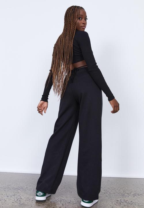 Factorie - Wide leg trackpant - black