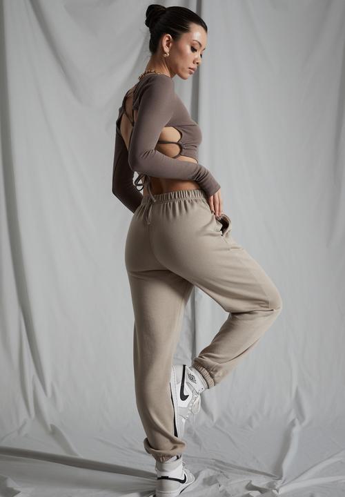 Factorie - Super slouchy trackpant - brown mushroom