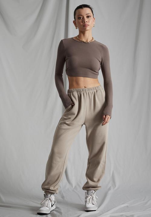 Factorie - Super slouchy trackpant - brown mushroom