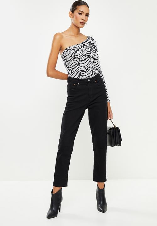 SISSY BOY - Asymmetric bodysuit - black & off white
