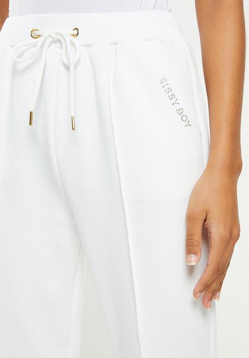 SISSY BOY - Sweatpants with drawstring waist and bling logo - white