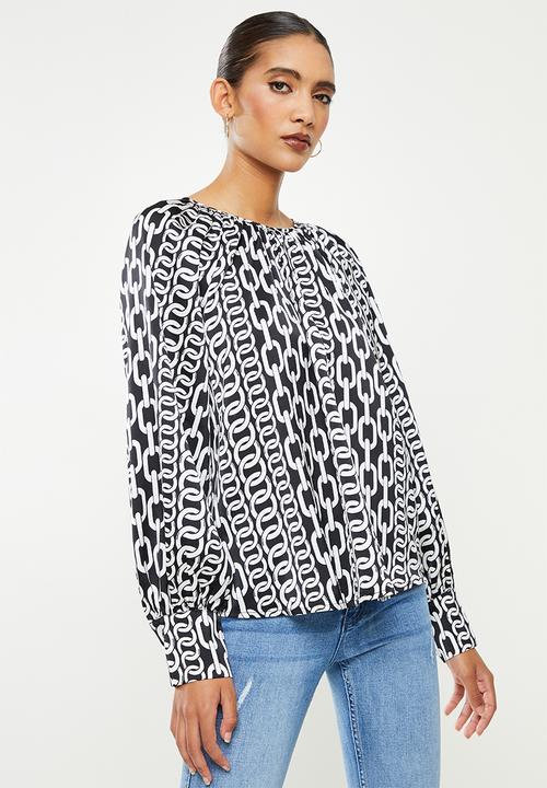 SISSY BOY - High neck blouse - black & off white