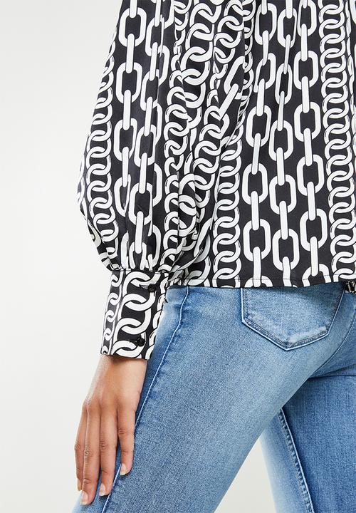SISSY BOY - High neck blouse - black & off white