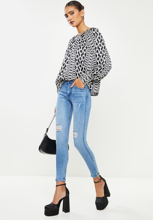 SISSY BOY - High neck blouse - black & off white