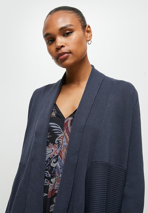 edit - Shaped waterfall cardigan - dark grey