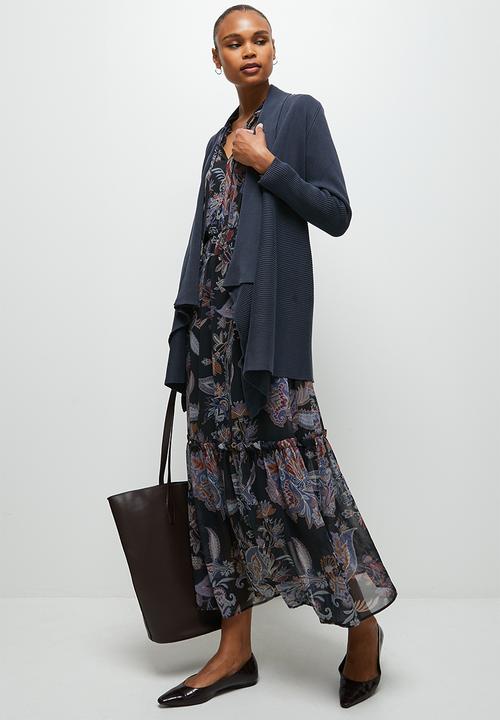 edit - Shaped waterfall cardigan - dark grey