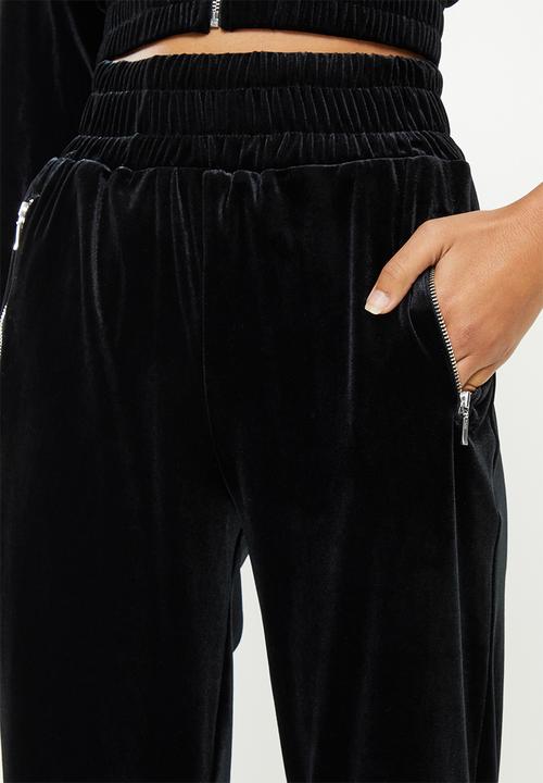 SISSY BOY - Velvet tracksuit pant embroidery - jet black