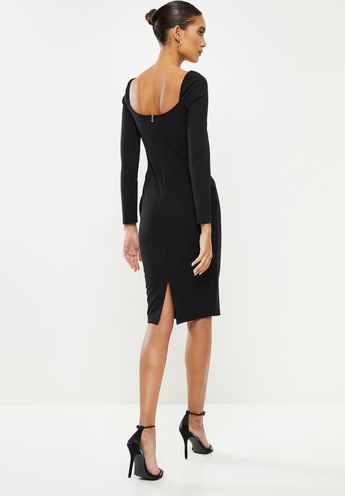 SISSY BOY - Long sleeve scuba crepe midi dress - black