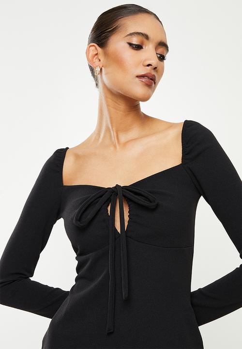 SISSY BOY - Long sleeve scuba crepe midi dress - black