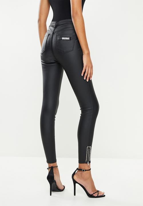 SISSY BOY - Ryder skinny with stud detail & side zip - black